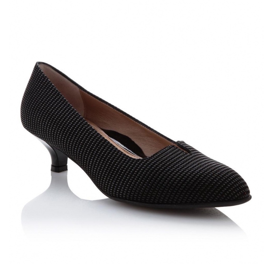 BeautiFeel Mystique Black Textured Kitten Heel Pumps Vamp Pointed Toe 40 9 9.5
